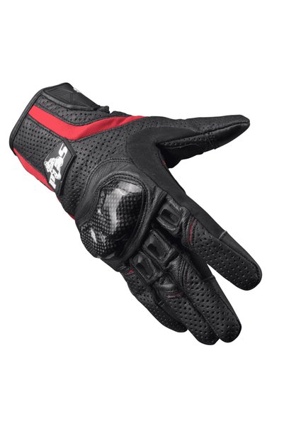 Pes Holding Mănuși Moto din Piele Perforată PES – Protecții Carbon, Touchscreen, Ventilate, Roșii