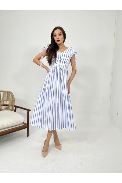 Gökyüzü Moda 5486 فستان-بالتيمور مخطط