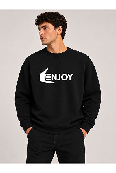 herkesemoda Enjoy Printed Crew Neck 2 Thread Sweatshirt