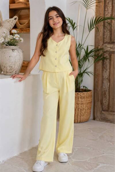Miniminnakkidswear طقم أزرار بتفاصيل لؤلؤية للفتيات