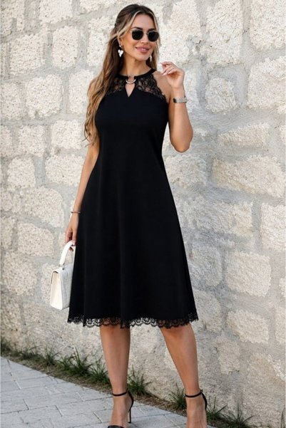 Modazun Women's off-the-shoulder lace midi dress with ring detail and viscose...