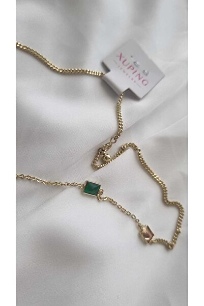 asd accessory Xuping 14k Altın Kaplama Gold Renkli Zirkon Taşlı Model Çelik K...