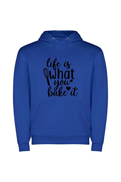 iLovePrints Baking Life's Art: Slice Φούτερ με κουκούλα σε χρώμα Μπλε