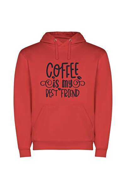 iLovePrints Coffee Companionship Φούτερ με κουκούλα σε χρώμα Κόκκινο