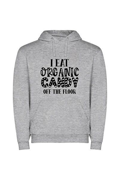 iLovePrints Candy Art: Organic Graphic Φούτερ με κουκούλα σε χρώμα Γκρι