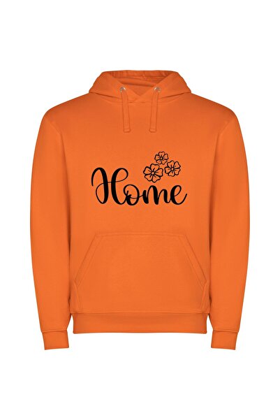 iLovePrints Floral Home Harmony Φούτερ με κουκούλα σε χρώμα Πορτοκαλί