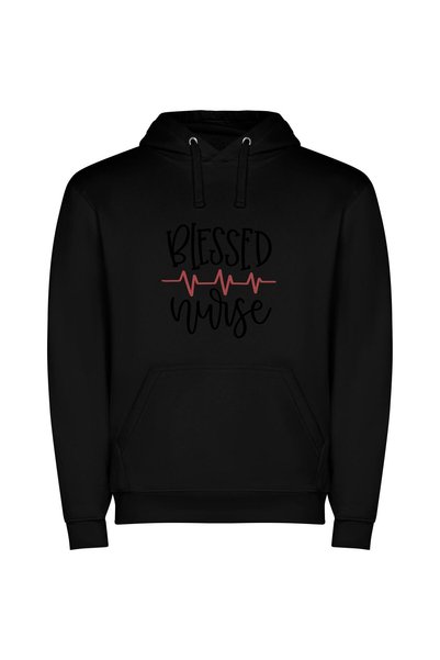 iLovePrints Pulse of Graced Nursing Φούτερ με κουκούλα σε χρώμα Μαύρο