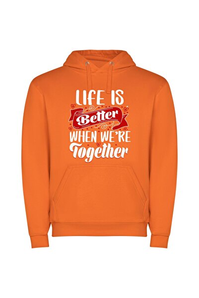 iLovePrints True Bliss: Life United Φούτερ με κουκούλα σε χρώμα Πορτοκαλί