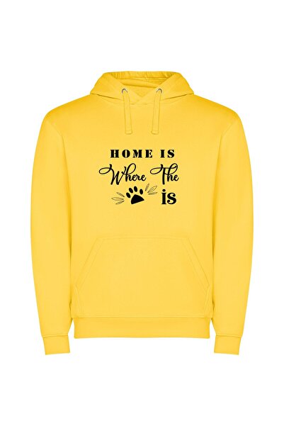 iLovePrints Paws at Home Φούτερ με κουκούλα σε χρώμα Κίτρινο