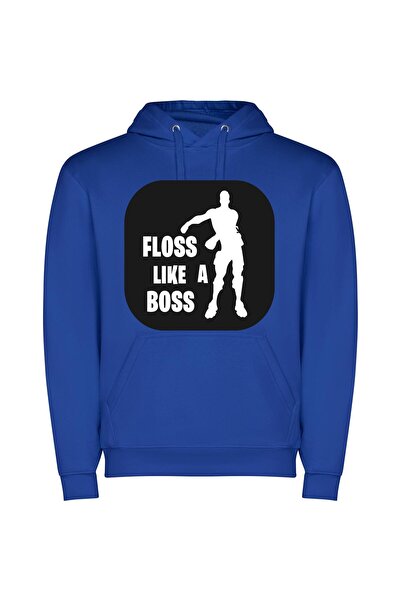 iLovePrints Boss Fortnite Fantasy Sticker Φούτερ με κουκούλα σε χρώμα Μπλε