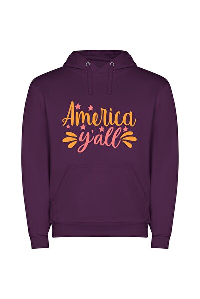 iLovePrints Colorful Americana View Φούτερ με κουκούλα σε χρώμα Μωβ