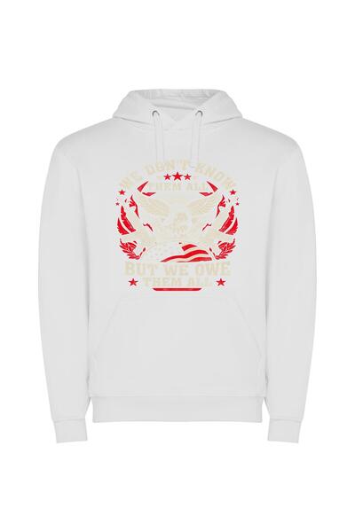 iLovePrints Proud Patriot: Official Prints Φούτερ με κουκούλα σε χρώμα Λευκό