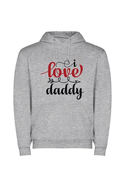 iLovePrints Digital Daddy Devotion Φούτερ με κουκούλα σε χρώμα Γκρι