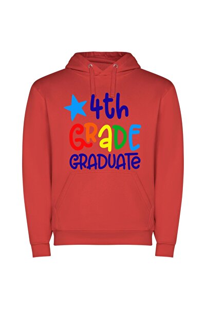 iLovePrints Vibrant 4th Grade Success Φούτερ με κουκούλα σε χρώμα Κόκκινο