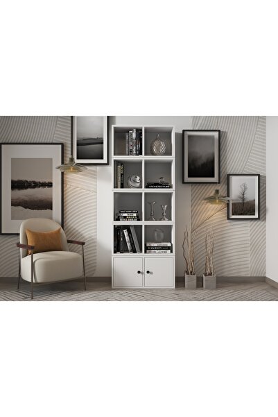 Vivense LEKSA 2 KAPAKLI RAFLI KİTAPLIK 65 CM BEYAZ KTP-1038-Ç
