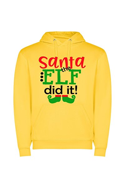 iLovePrints Festive Elf Mischief Φούτερ με κουκούλα σε χρώμα Κίτρινο