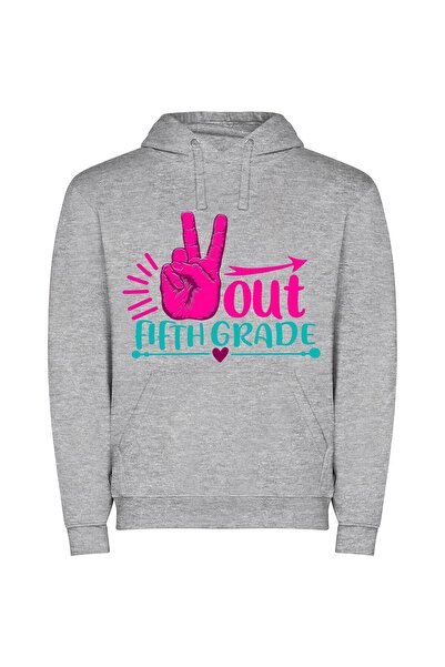 iLovePrints Vibrant Grade 5 Memento Φούτερ με κουκούλα σε χρώμα Γκρι
