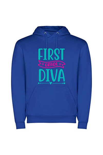 iLovePrints Glamorous Future First Diva Φούτερ με κουκούλα σε χρώμα Μπλε