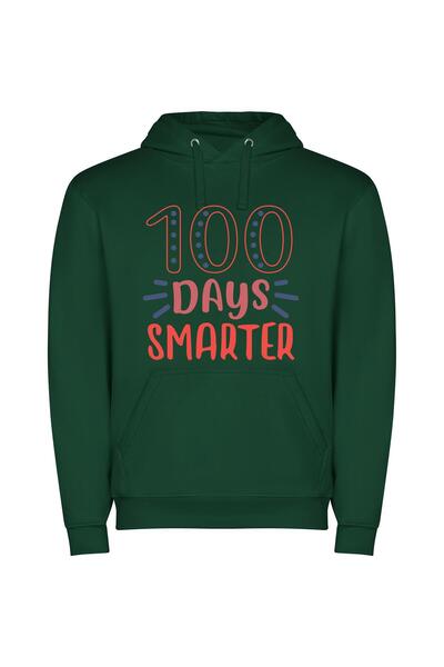 iLovePrints Colorful 100 Days Celebration Φούτερ με κουκούλα σε χρώμα Πράσινο