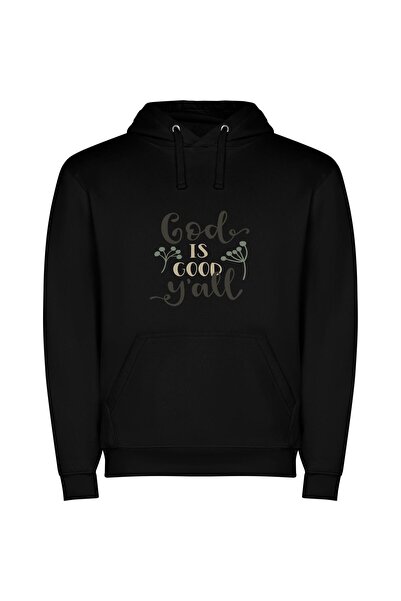 iLovePrints Divinely Good: Godly Style Φούτερ με κουκούλα σε χρώμα Μαύρο