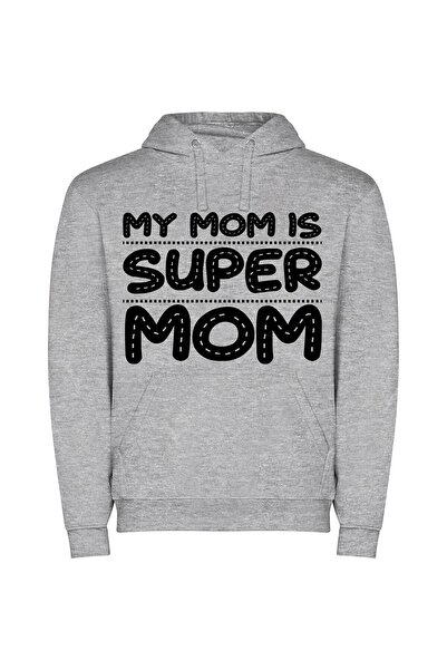 iLovePrints Supreme Mom: Super Realistic Φούτερ με κουκούλα σε χρώμα Γκρι