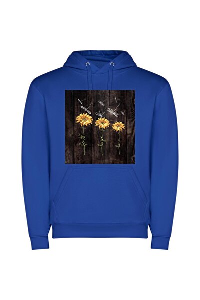 iLovePrints Dragonfly Sunflower Dreams Φούτερ με κουκούλα σε χρώμα Μπλε