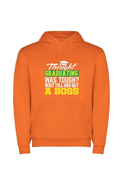 iLovePrints 2023 Grad Boss Shirt Φούτερ με κουκούλα σε χρώμα Πορτοκαλί