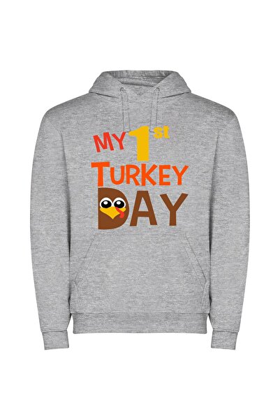 iLovePrints Gratitude's Gourmet Turkey Φούτερ με κουκούλα σε χρώμα Γκρι