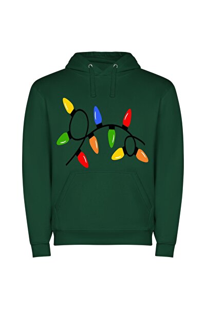 iLovePrints Radiant Festive Illumination Φούτερ με κουκούλα σε χρώμα Πράσινο
