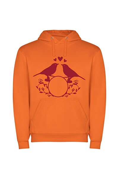 iLovePrints Rococo Lovebirds' Delight Φούτερ με κουκούλα σε χρώμα Πορτοκαλί