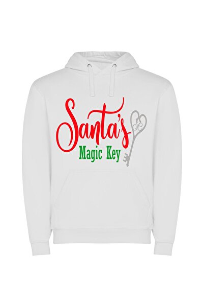 iLovePrints Mystical Santa's Key Φούτερ με κουκούλα σε χρώμα Λευκό