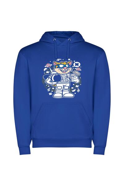 iLovePrints Adorable Steampunk Kitty Φούτερ με κουκούλα σε χρώμα Μπλε