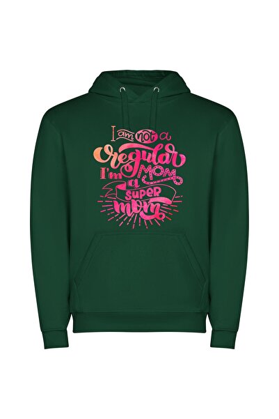 iLovePrints Super Mom: Creative Edition Φούτερ με κουκούλα σε χρώμα Πράσινο