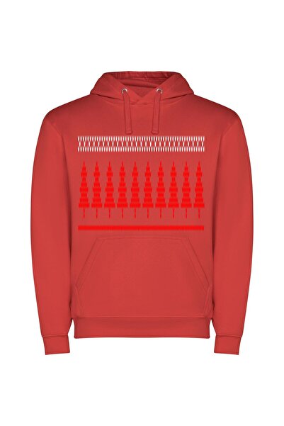 iLovePrints Chic Festive Color Palette Φούτερ με κουκούλα σε χρώμα Κόκκινο