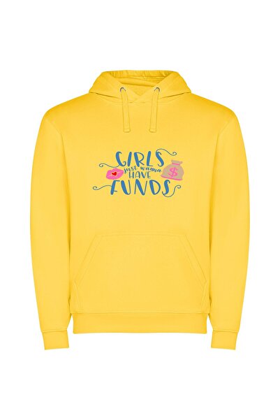 iLovePrints Money & Girls: Fun & Fancy Φούτερ με κουκούλα σε χρώμα Κίτρινο