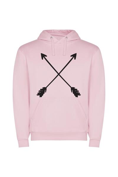 iLovePrints Crossed Ornamental Feathered Arrows Φούτερ με κουκούλα σε χρώμα Ροζ