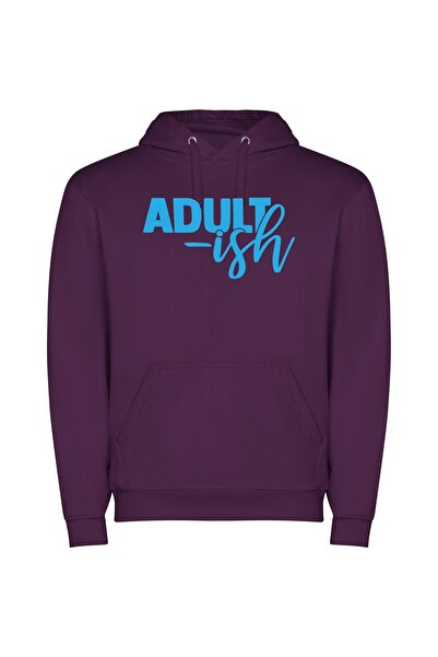 iLovePrints Blueish Adult Character Logo Φούτερ με κουκούλα σε χρώμα Μωβ
