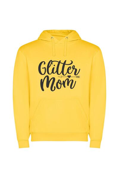 iLovePrints Glamorous Glitter Lettering Φούτερ με κουκούλα σε χρώμα Κίτρινο