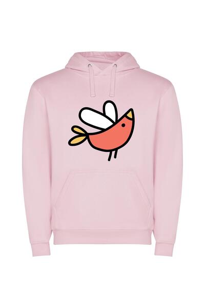 iLovePrints Surreal Tailored Avian Φούτερ με κουκούλα σε χρώμα Ροζ