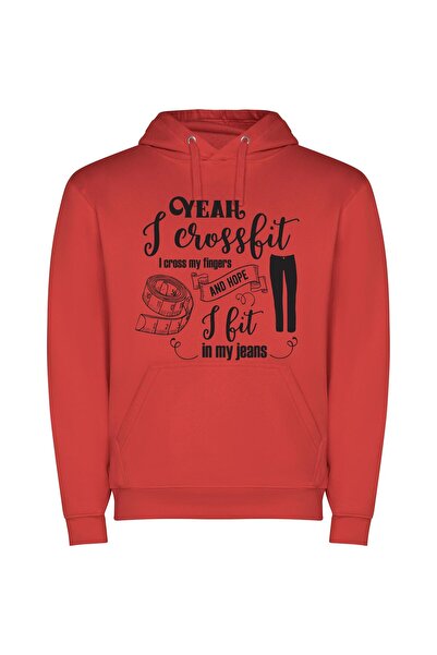 iLovePrints Fashionably Fit and Fabulous Φούτερ με κουκούλα σε χρώμα Κόκκινο