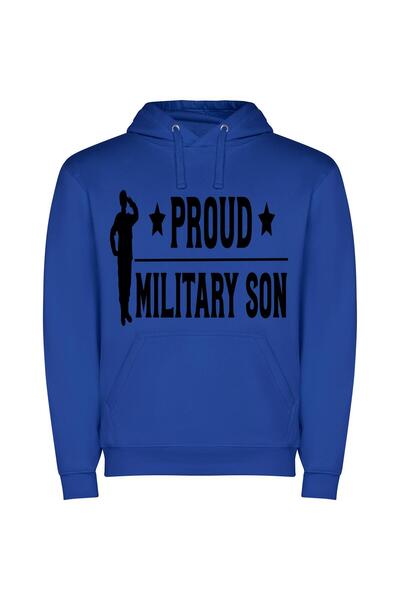 iLovePrints Pride In Service Φούτερ με κουκούλα σε χρώμα Μπλε