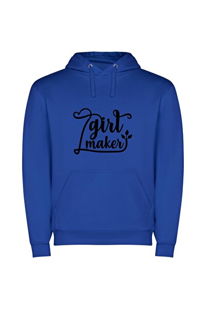 iLovePrints Ink Empowered: Minimalist SVG Φούτερ με κουκούλα σε χρώμα Μπλε