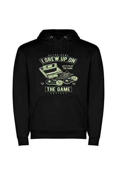 iLovePrints Controller Craze: Retro Reborn Φούτερ με κουκούλα σε χρώμα Μαύρο