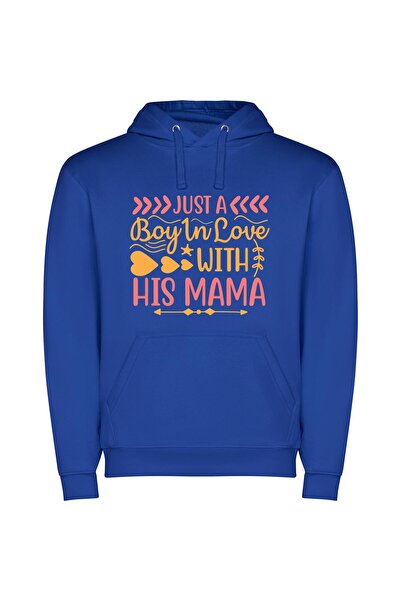 iLovePrints Devoted Mama's Boy Φούτερ με κουκούλα σε χρώμα Μπλε