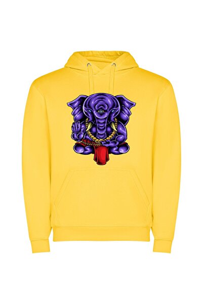 iLovePrints Colorful Ganesha: Majestic Elephant Φούτερ με κουκούλα σε χρώμα Κ...
