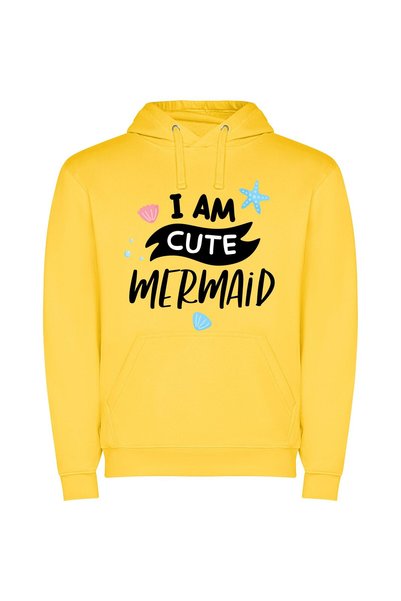 iLovePrints Enchantingly Cute Mermaid Φούτερ με κουκούλα σε χρώμα Κίτρινο