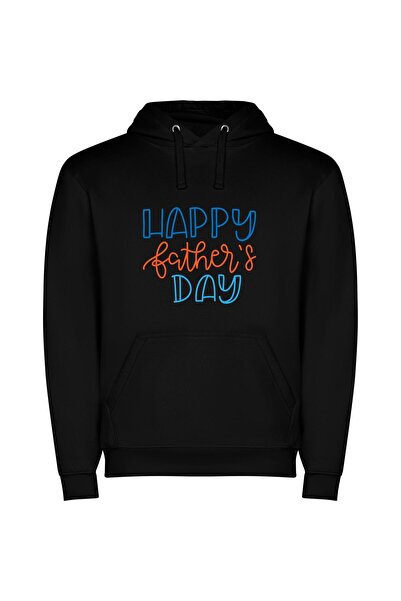 iLovePrints Beloved Dad, Happy Day Φούτερ με κουκούλα σε χρώμα Μαύρο