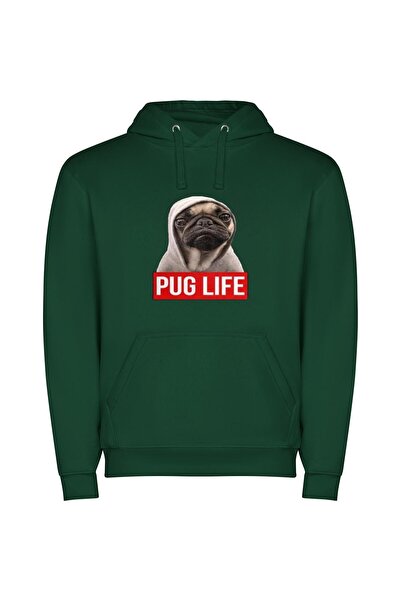 iLovePrints Pug Life: Evil Swagger Φούτερ με κουκούλα σε χρώμα Πράσινο