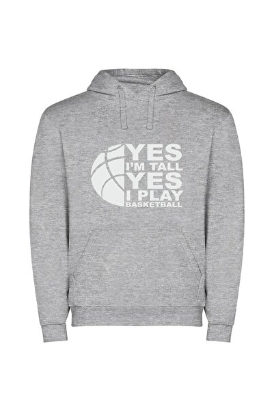 iLovePrints Tall Ball: Elegant Elevation Φούτερ με κουκούλα σε χρώμα Γκρι