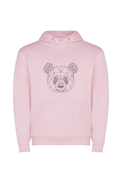 iLovePrints Fierce MonoArt: Bear's Vector Φούτερ με κουκούλα σε χρώμα Ροζ